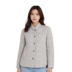 Madewell Light Gray Quilted Button-Front Jacket